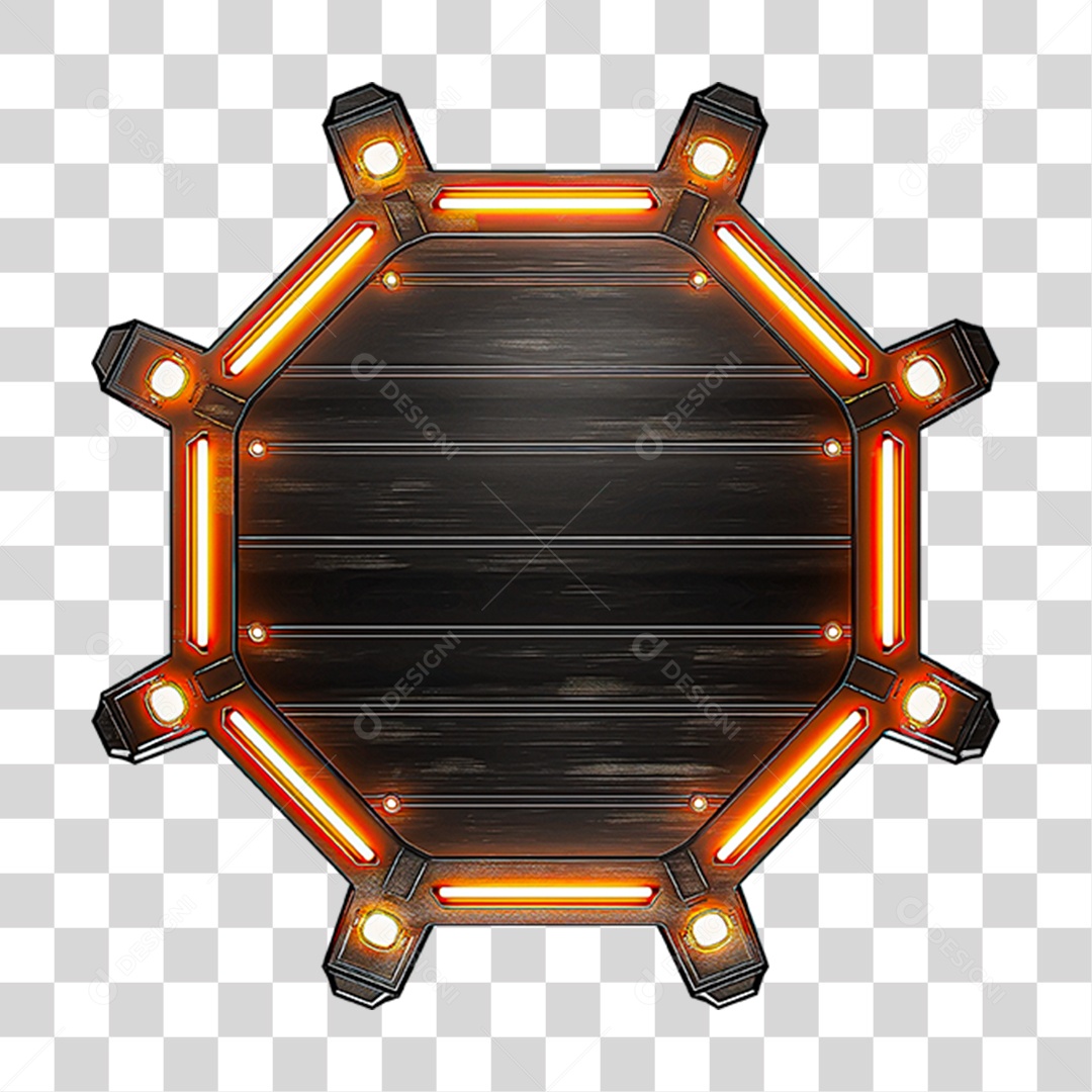 Placa de Madeira com Neon e Luzes PNG Transparente