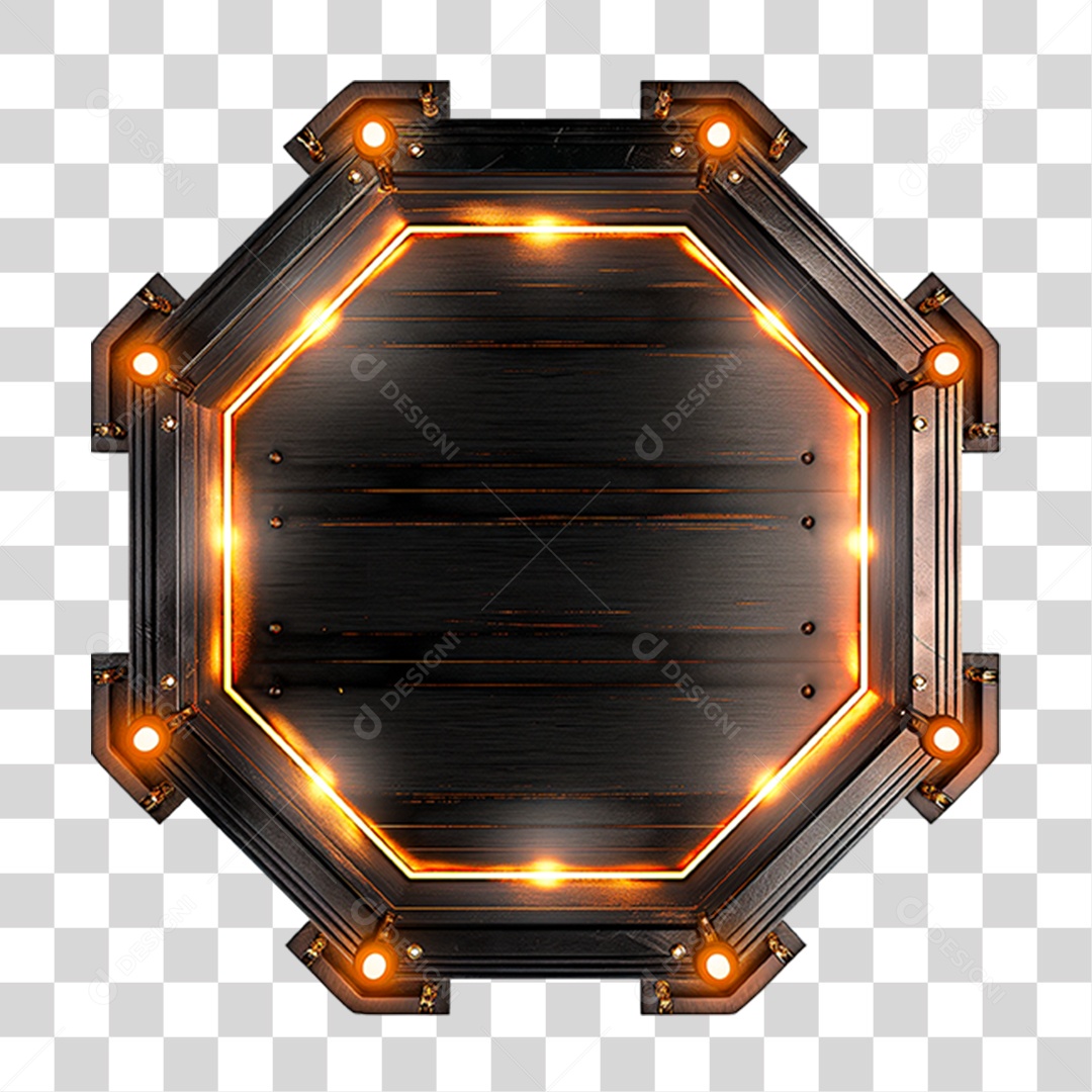 Placa de Madeira com Neon e Luzes PNG Transparente