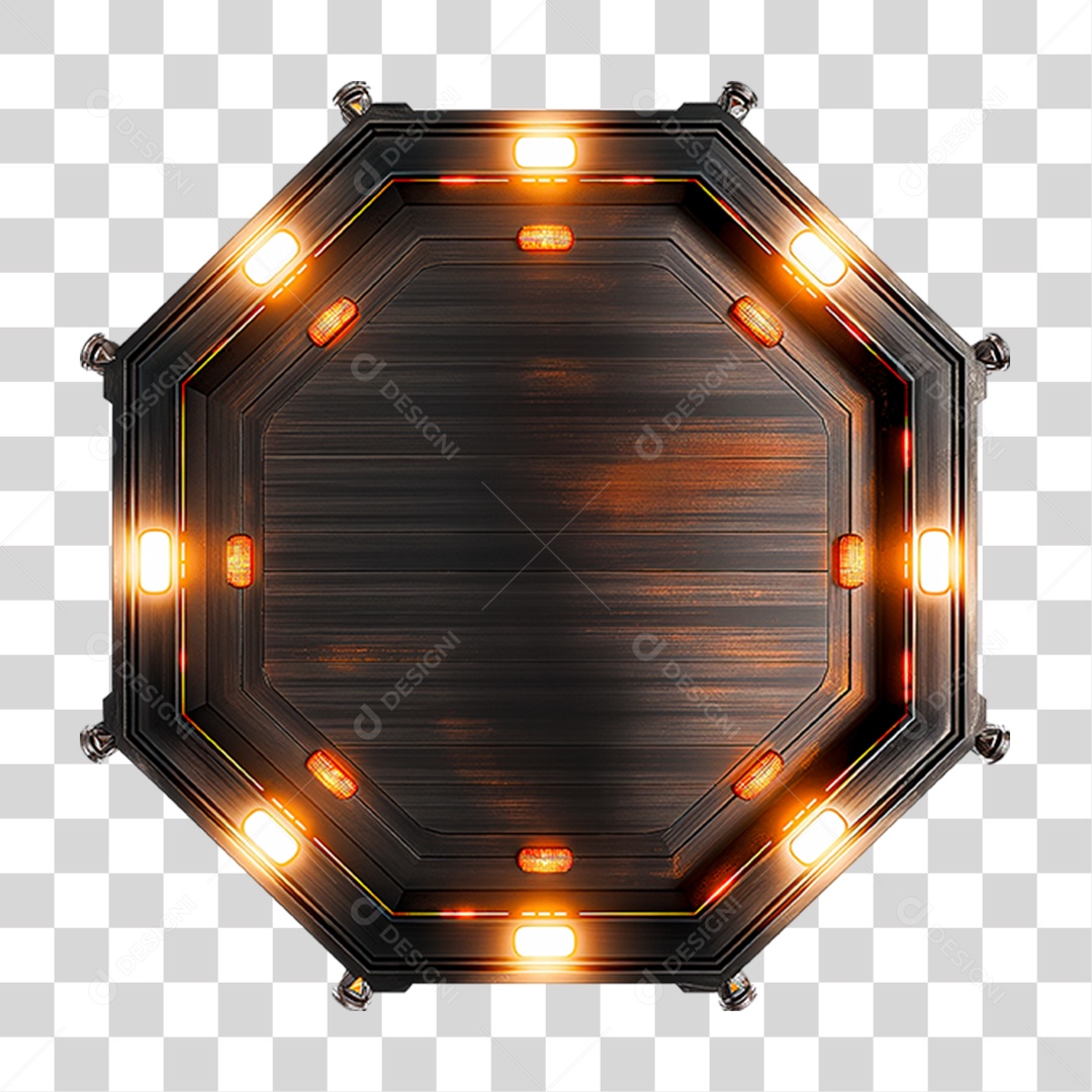 Placa de Madeira com Neon e Luzes PNG Transparente