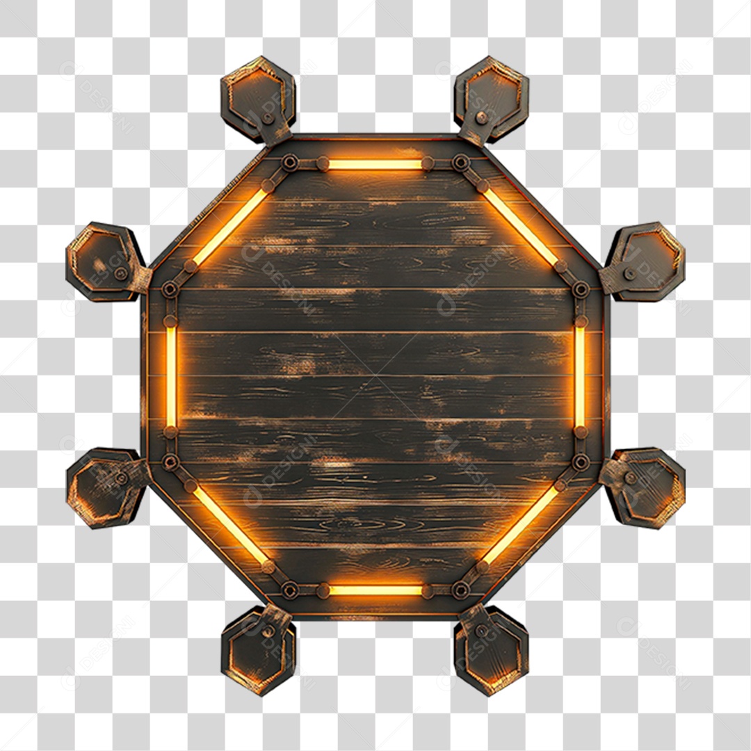 Placa de Madeira com Neon e Luzes PNG Transparente