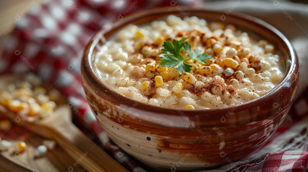 Tigela com deliciosa canjica tradicional