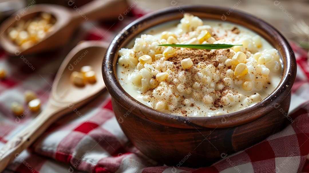 Canjica tradicional deliciosa em uma tigela