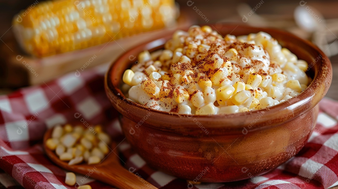 Tigela de cerâmica com canjica