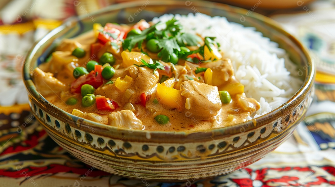 Arroz com estrogonofe de frango e batatas