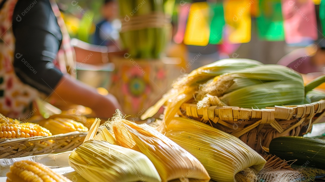 Tomales frescos na casca do milho