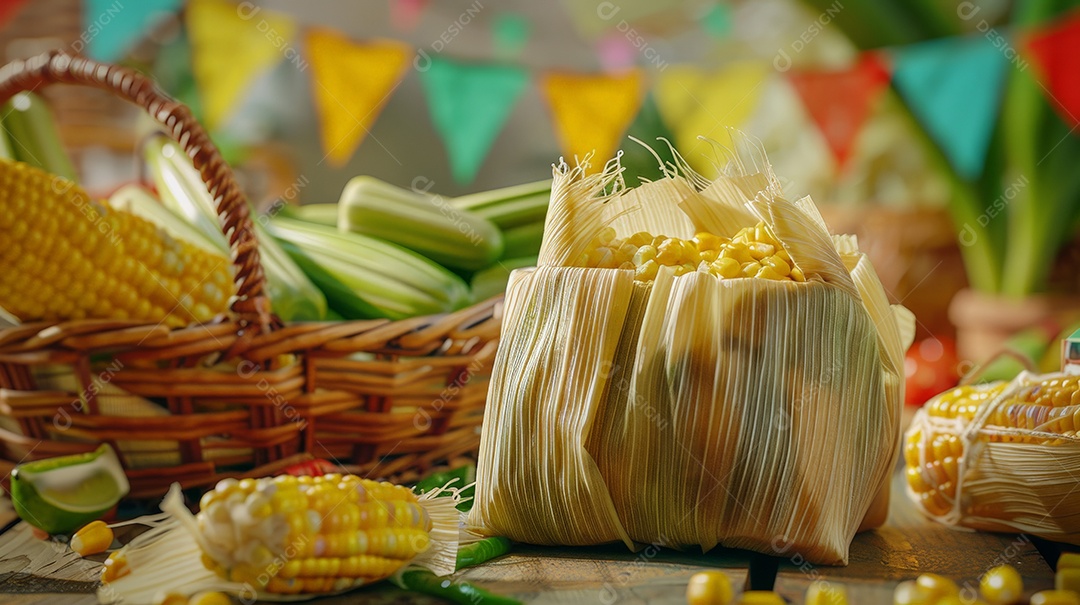 Tomales frescos na casca do milho