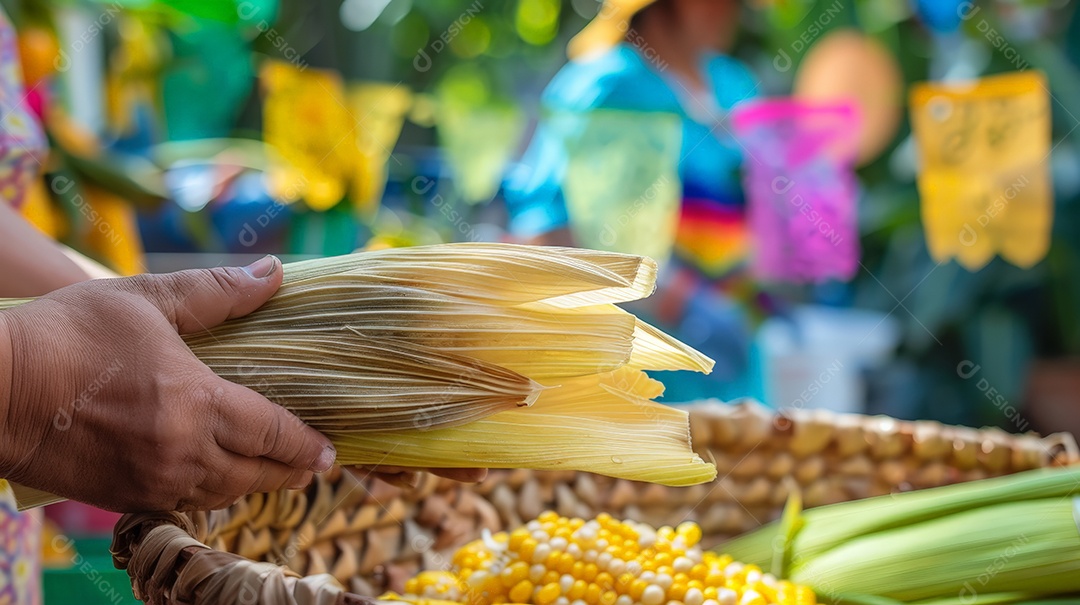 Tomales frescos na casca do milho