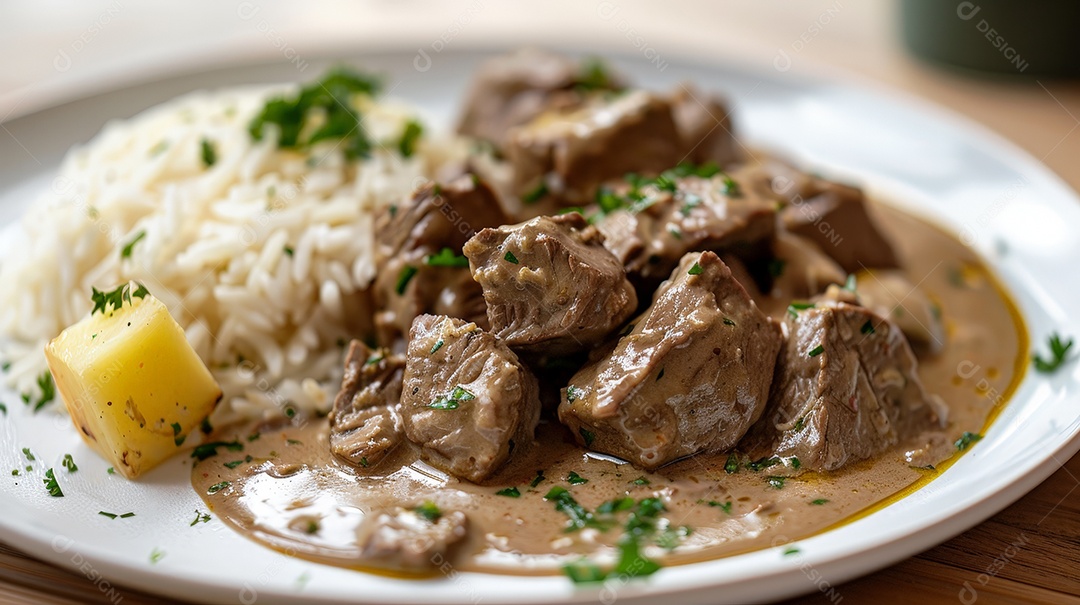 Arroz estrogonofe de carne