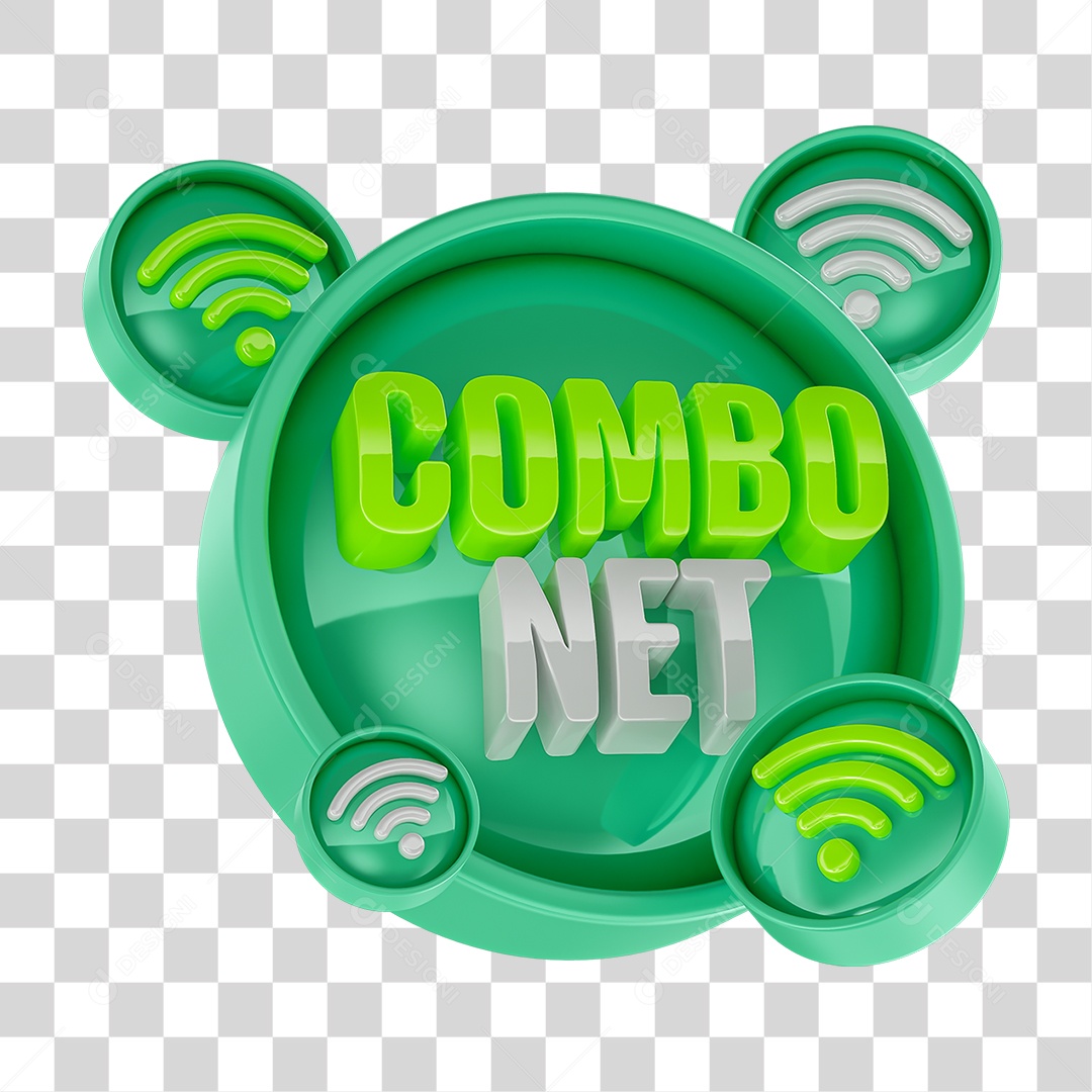 Selo 3D Combo Net Wi-fi PNG Transparente