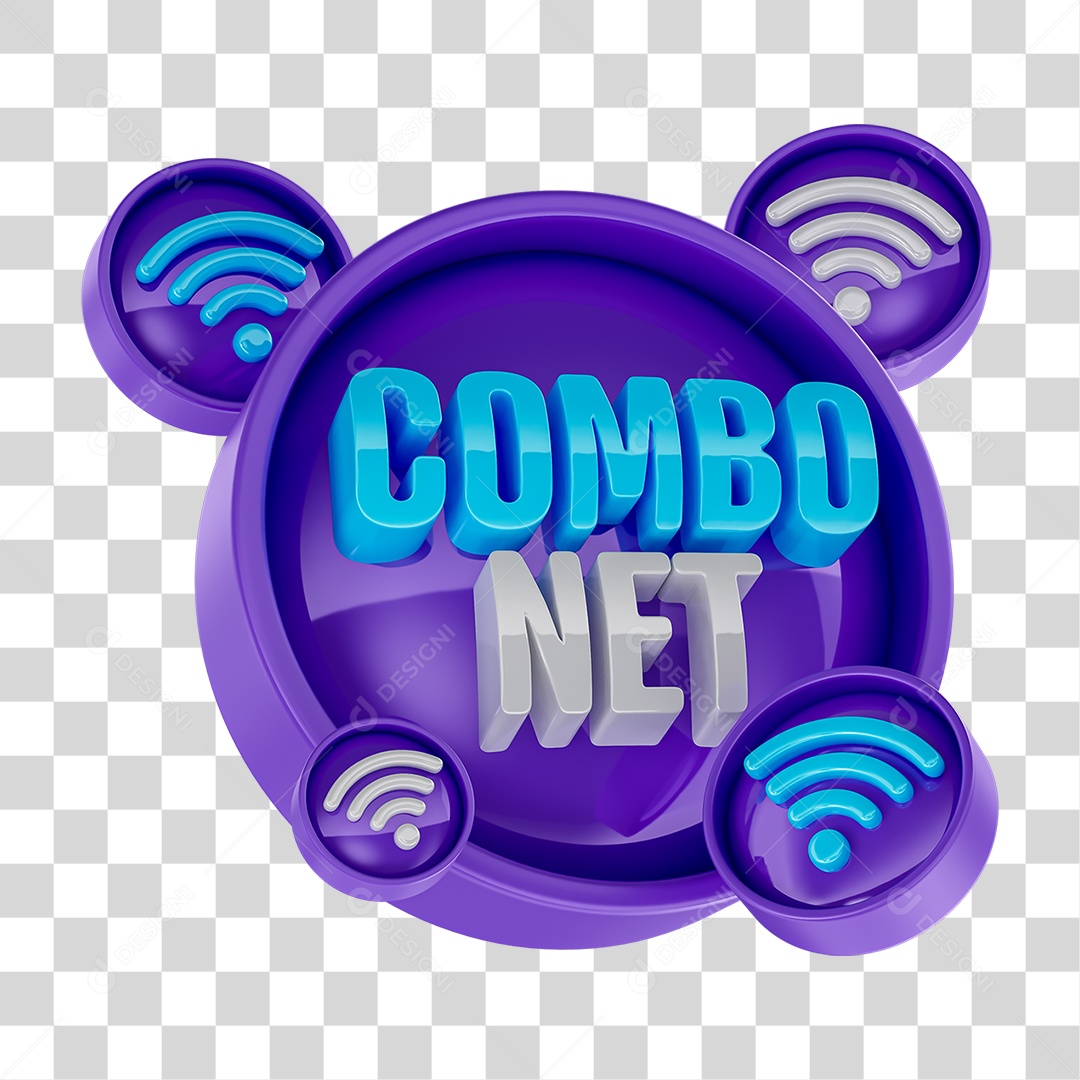 Selo 3D Combo Net Wi-fi PNG Transparente