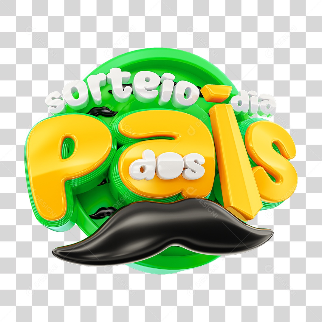 Selo 3D Sorteio Dia dos Pais PNG Transparente