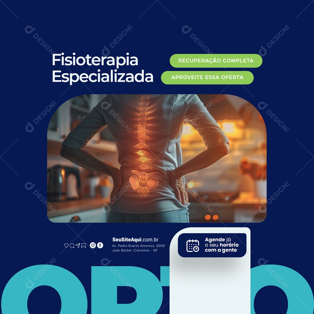 Fisioterapia Especializada Recuperação Completa Social Media PSD Editável