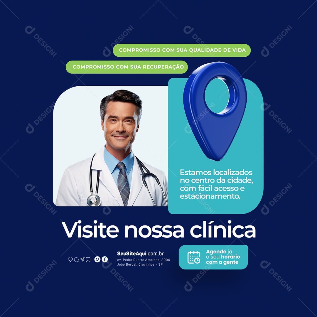 Estamos Localizados no Centro da Cidade Social Media PSD Editável