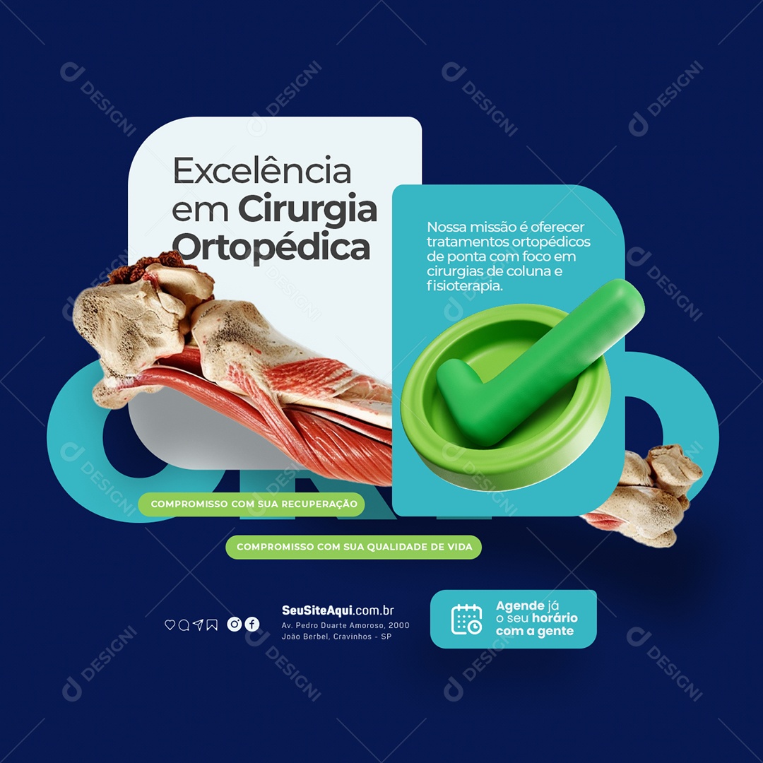 Excelência em Cirurgia Ortopédica Social Media PSD Editável
