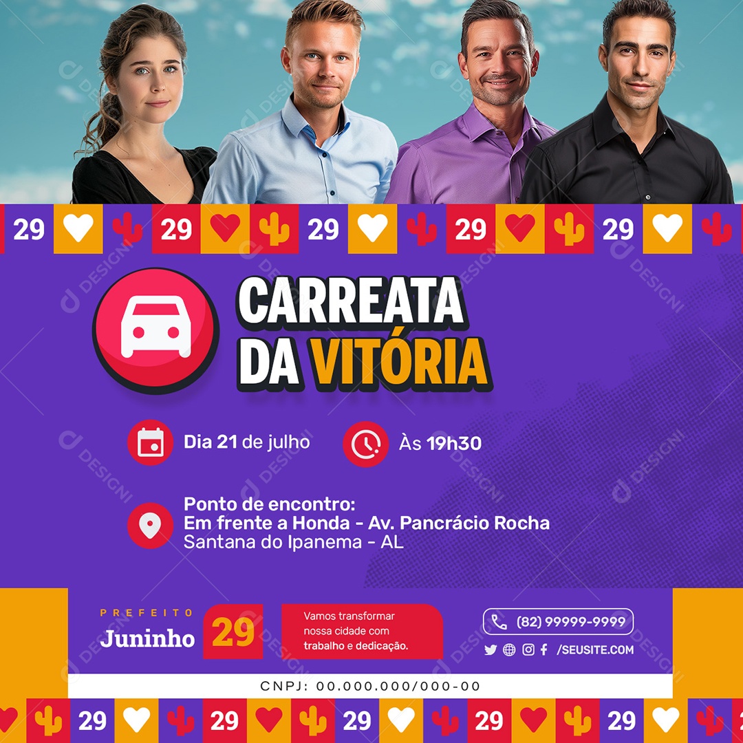 Política Carreata da Vitória Social Media PSD Editável