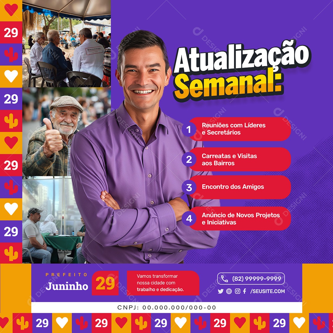 Política Atualização Semanal Social Media PSD Editável