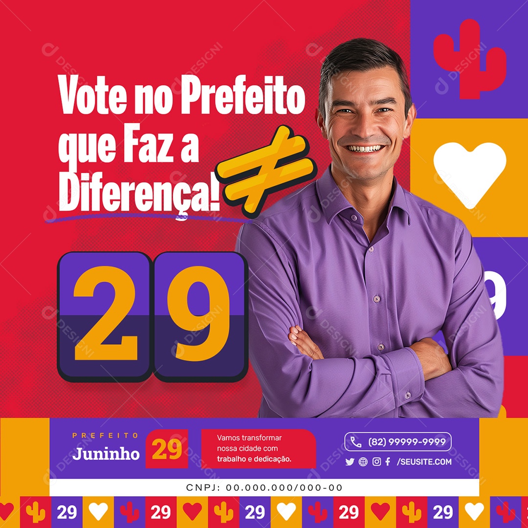 Política Vote no Prefeito que Faz a Diferença Social Media PSD Editável