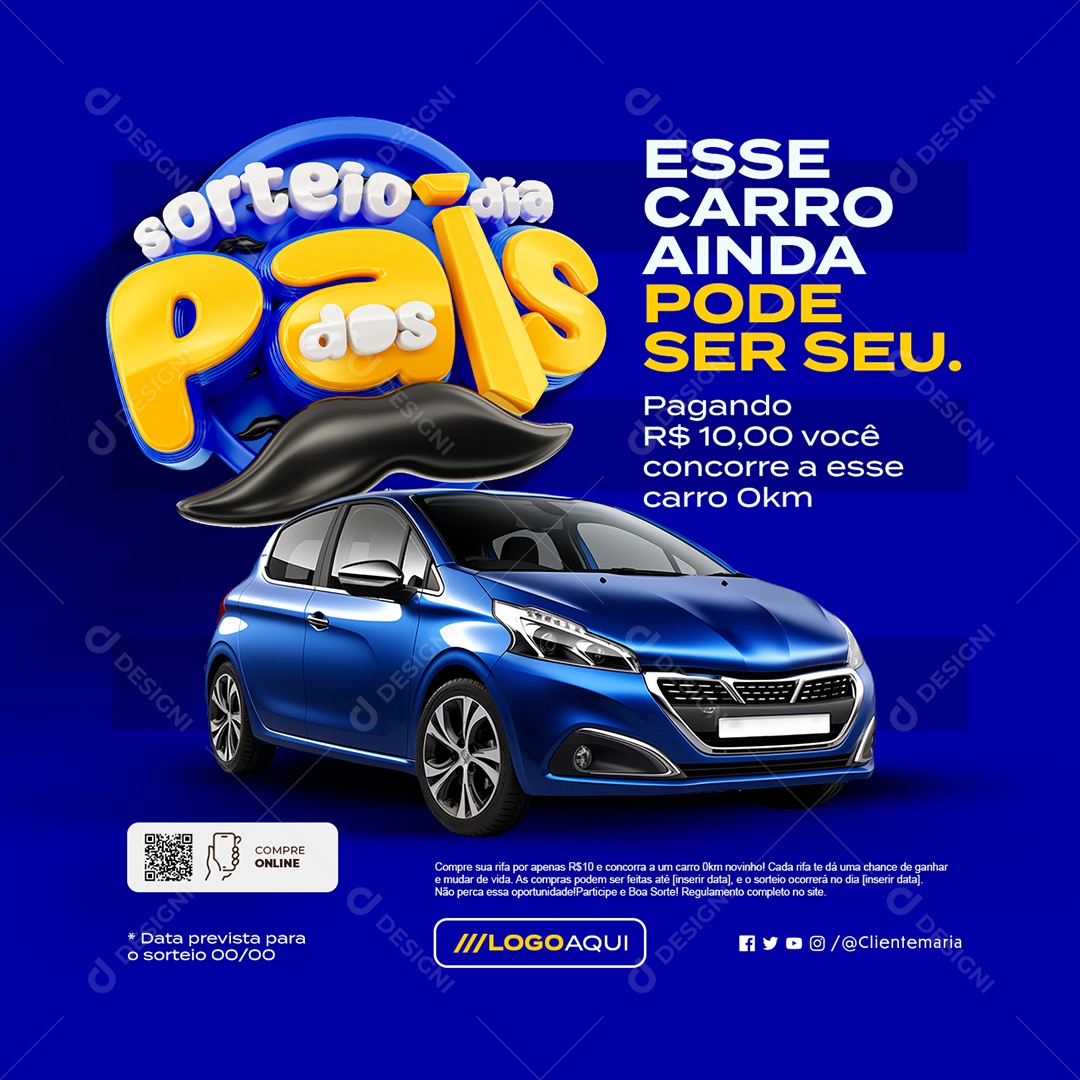 Sorteio Dia dos Pais Social Media PSD Editável