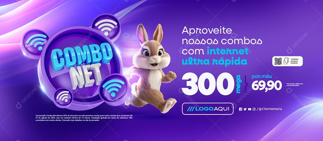 Banner Combo Net Aproveite nossos Combos com Internet Ultra Rápida Social Media PSD Editável