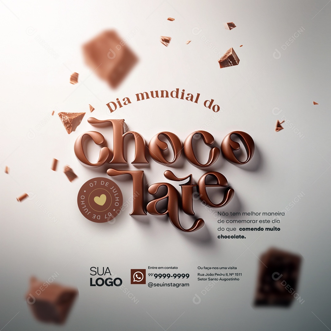 Dia Mundial do Chocolate 07 de Julho Social Media PSD Editável