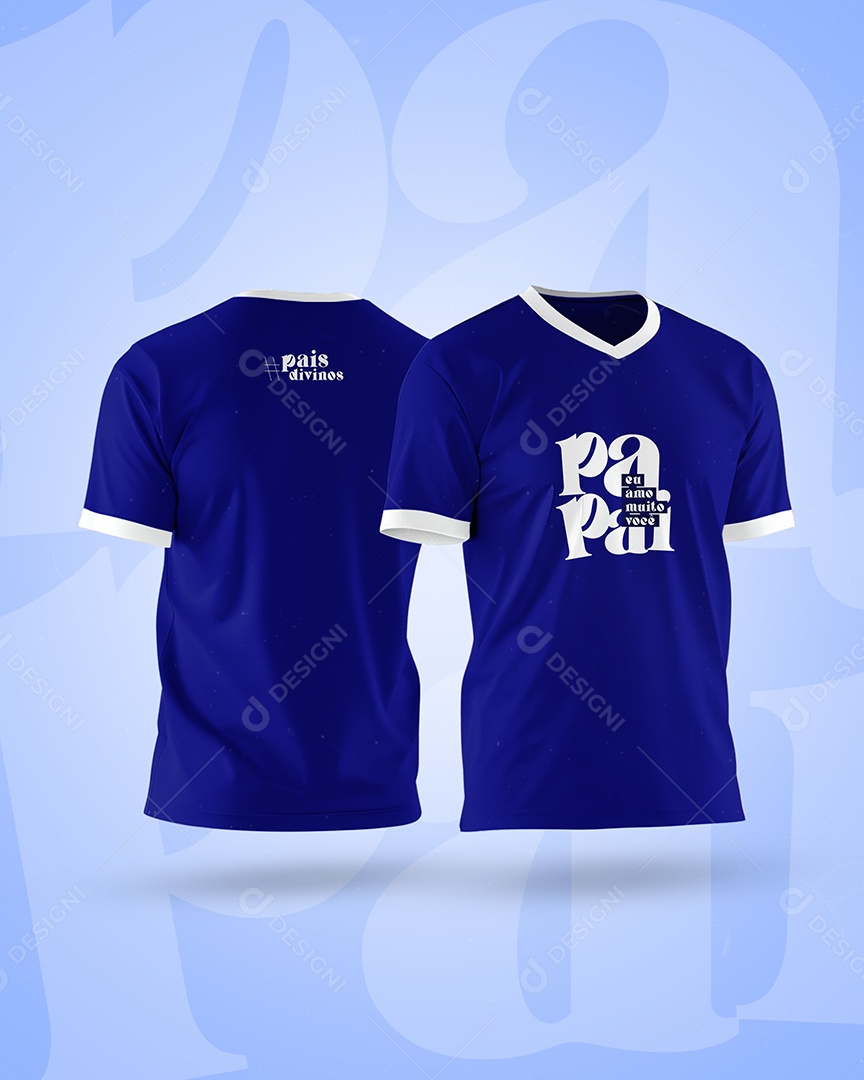 Mockup de Camisa T-Shirt Azul PSD Editável