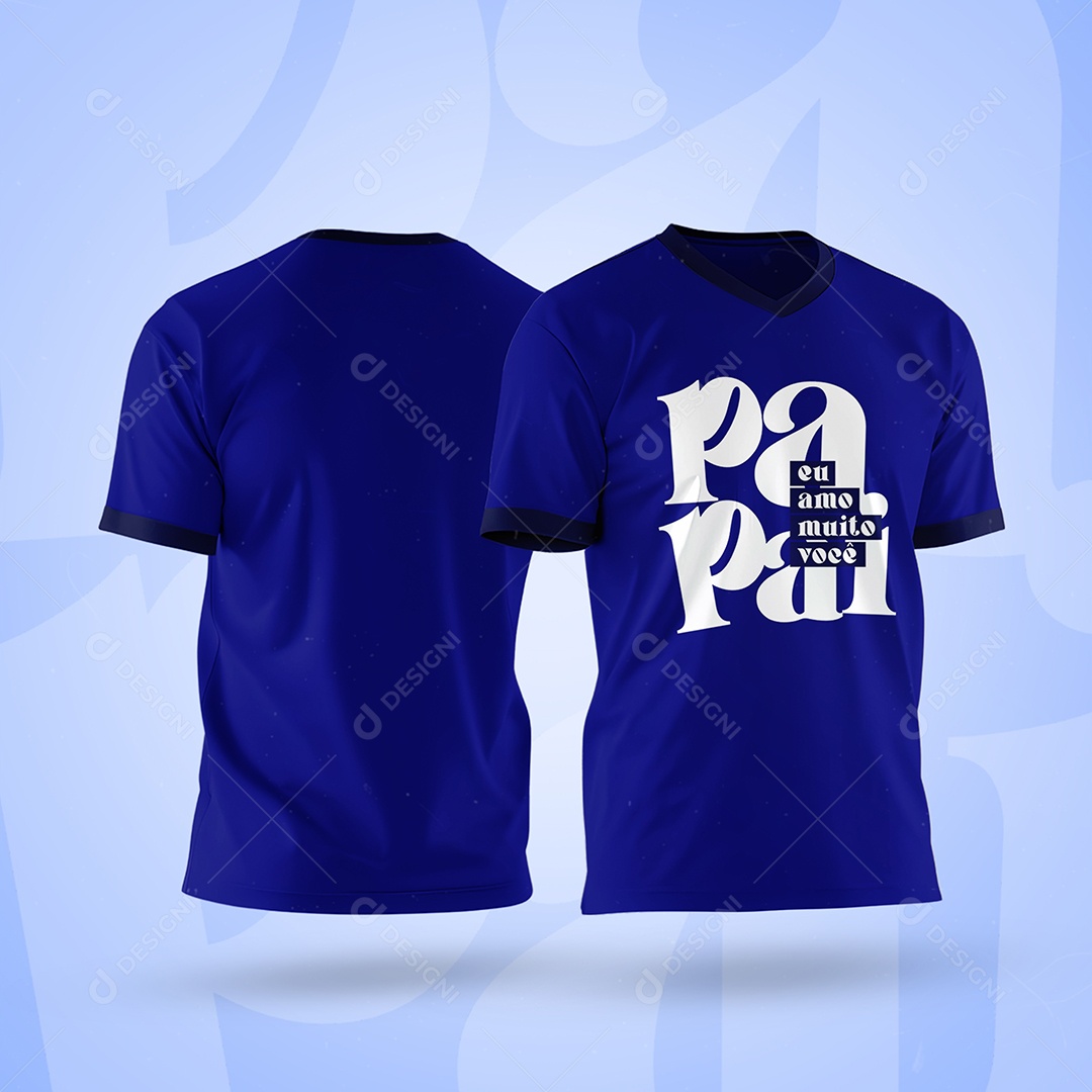 Mockup de Camisa T-Shirt Azul Dia dos Pais PSD Editável