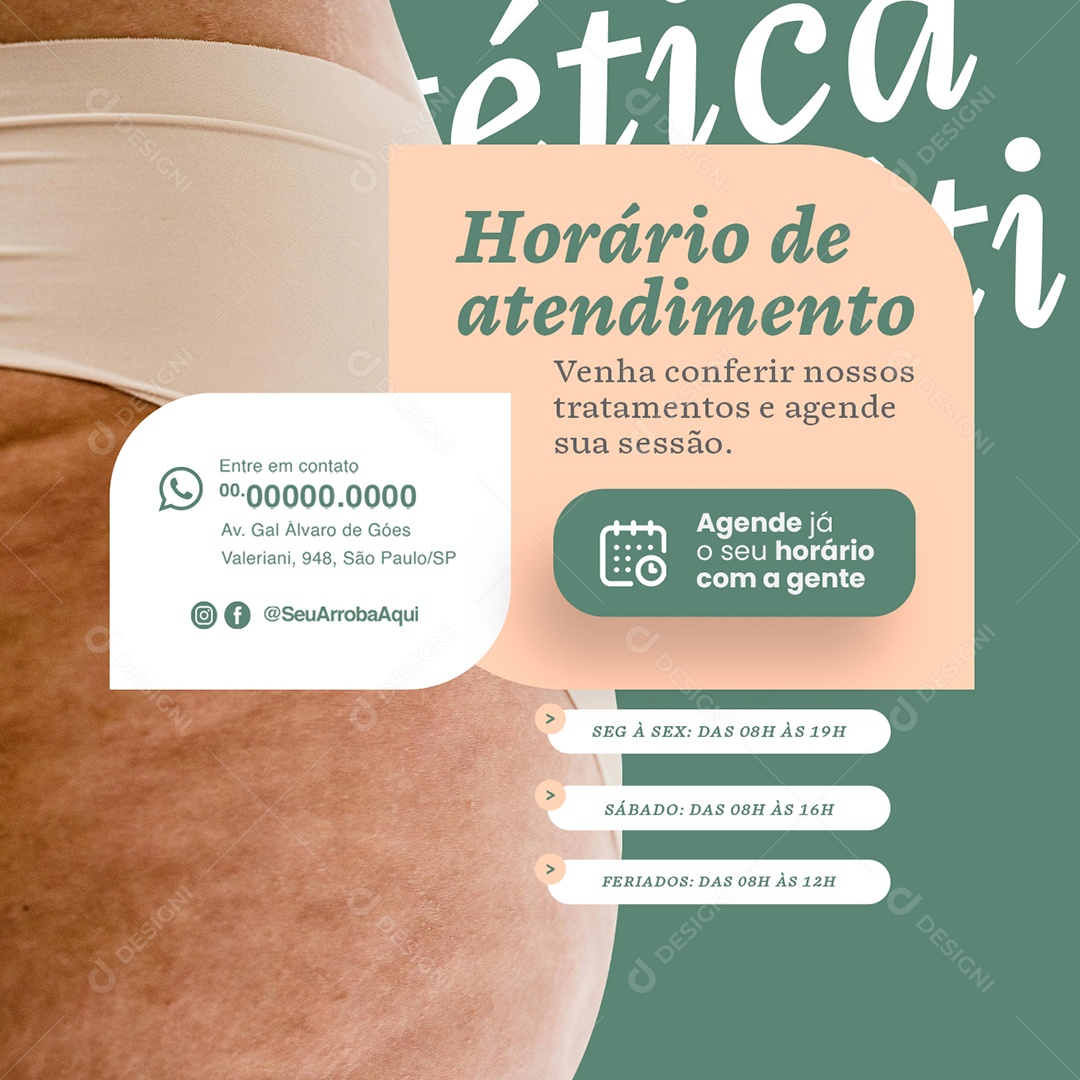 Estética Horário de Atendimento Social Media PSD Editável