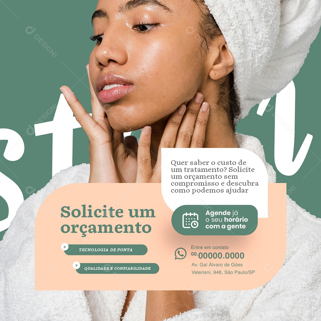 Estética Solicite um Orçamento Social Media PSD Editável