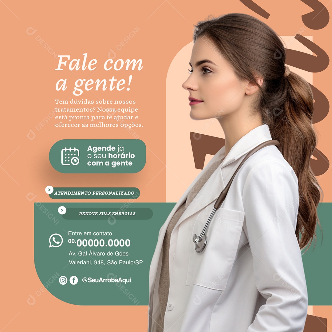 Estética Fale com a Gente tem Dúvidas Sobre nossos Tratamento Social Media PSD Editável