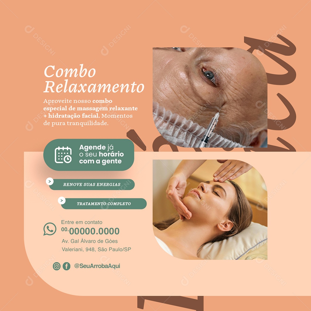 Estética Combo Relaxamento Social Media PSD Editável