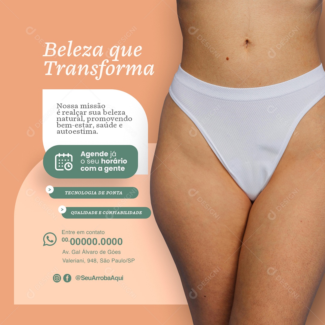 Estética Beleza que Transforma Social Media PSD Editável