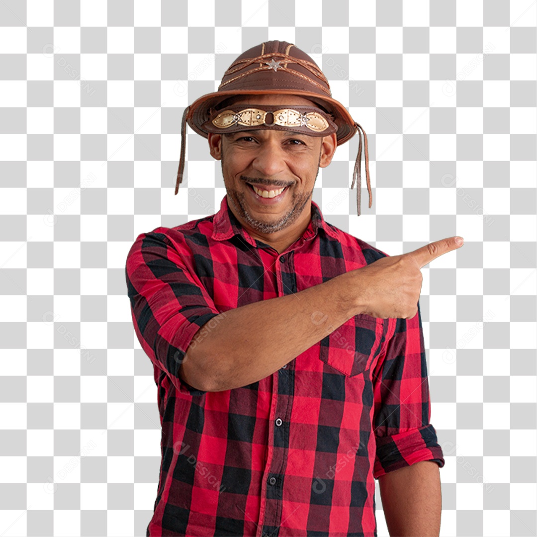 Homem com Camisa Quadriculada São João PNG Transparente