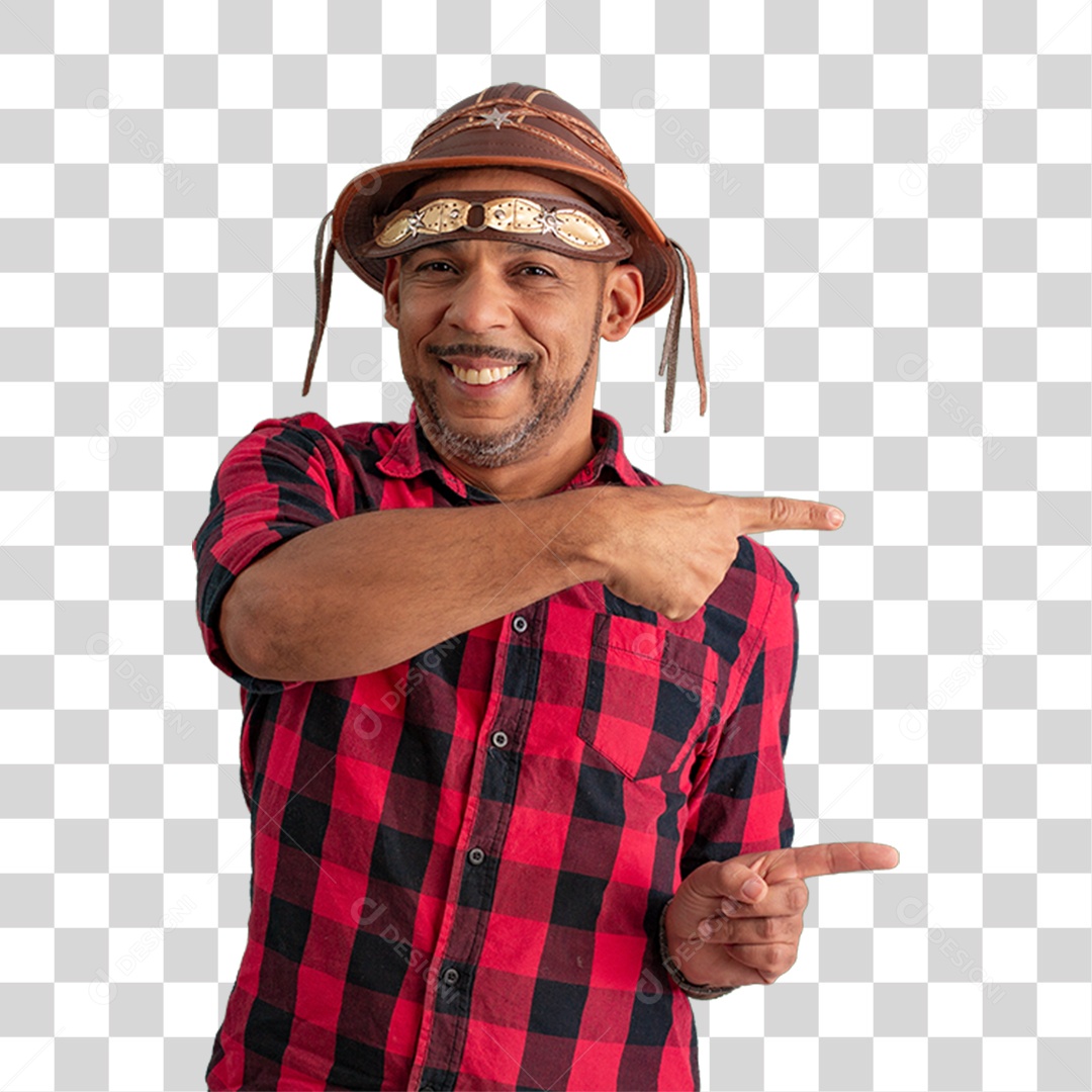 Homem com Camisa Quadriculada São João PNG Transparente