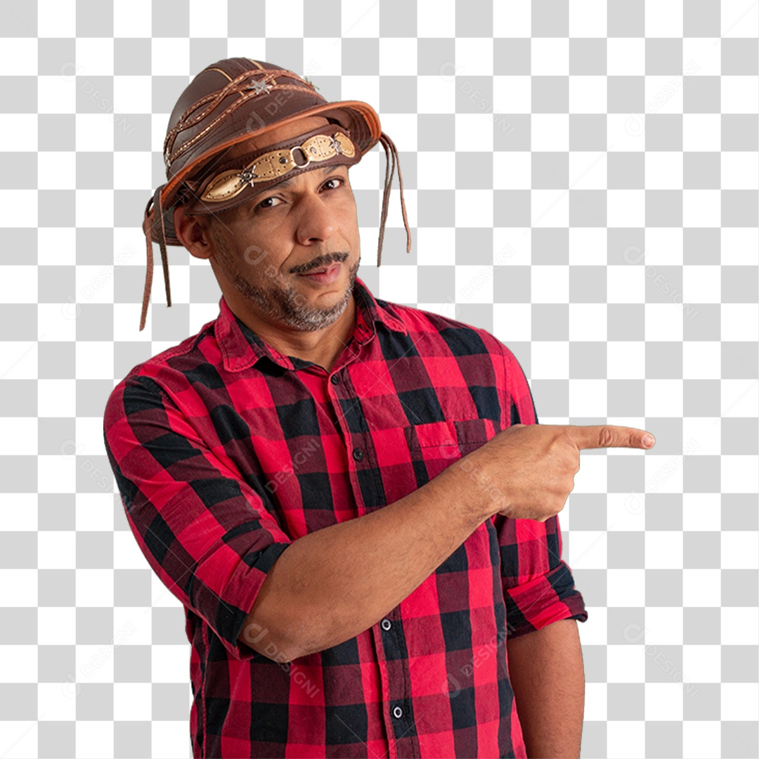 Homem com Camisa Quadriculada São João PNG Transparente