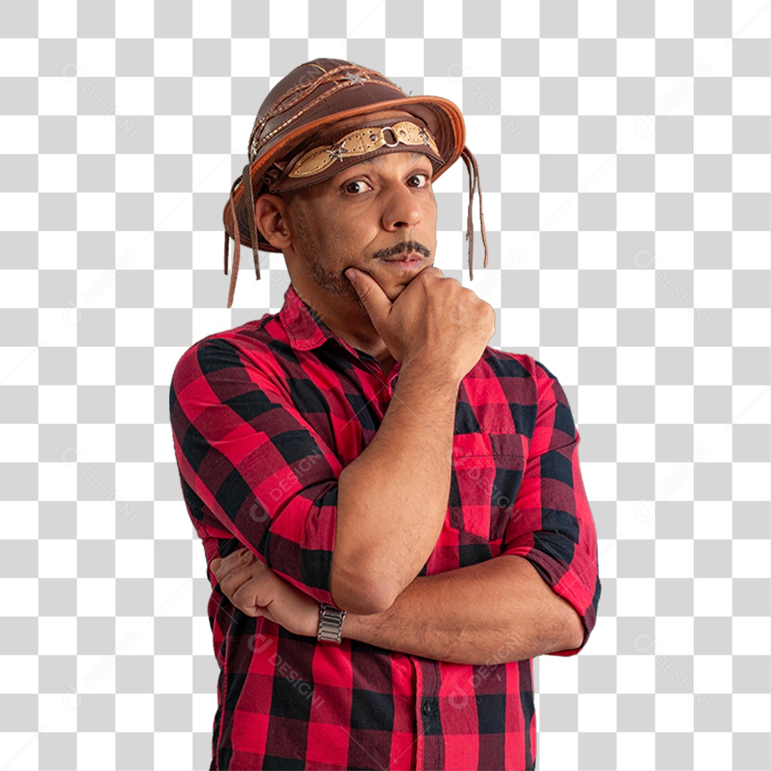 Homem com Camisa Quadriculada São João PNG Transparente