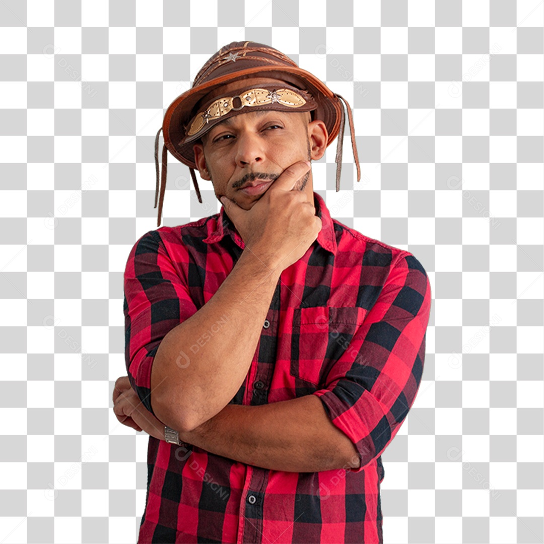 Homem com Camisa Quadriculada São João PNG Transparente