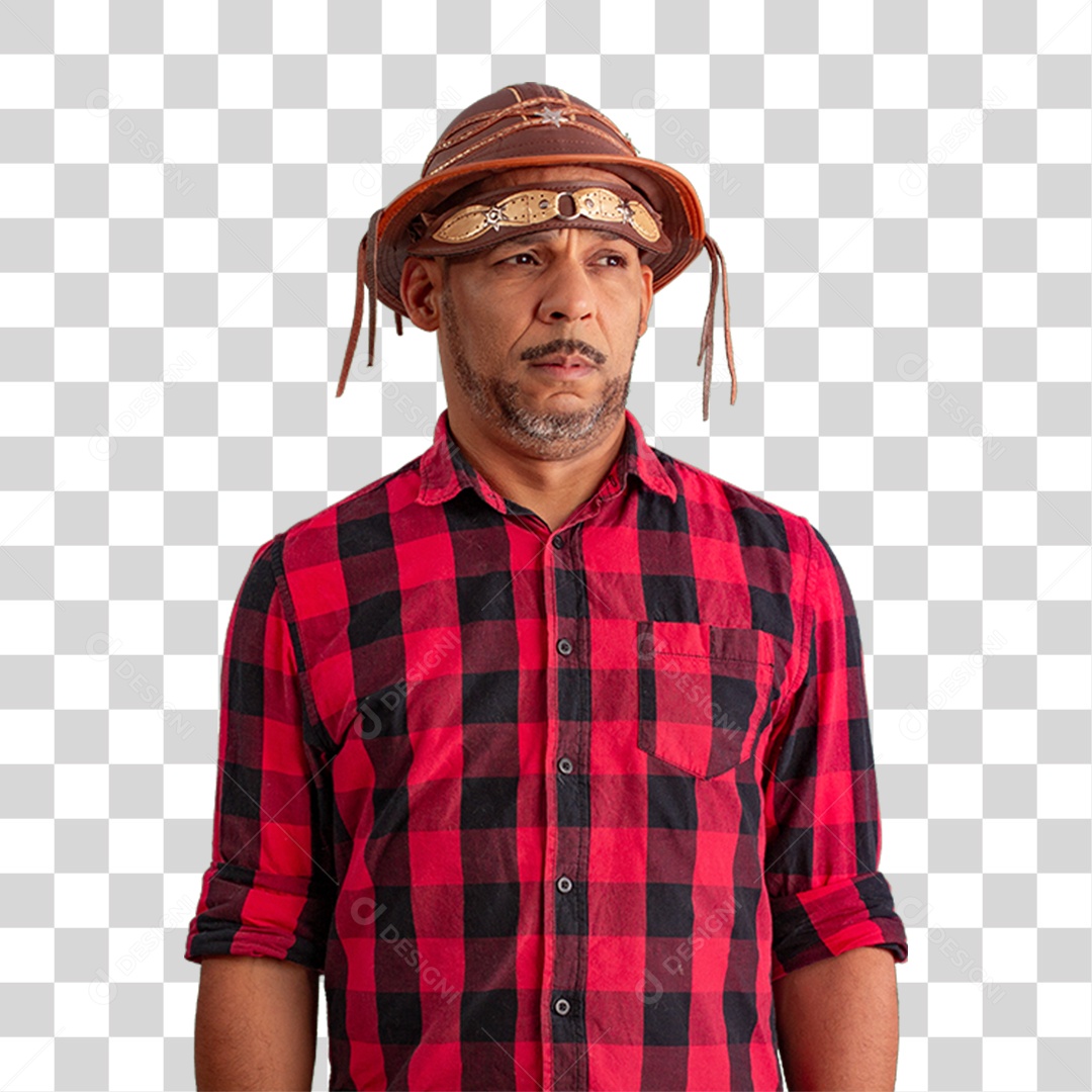 Homem com Camisa Quadriculada São João PNG Transparente