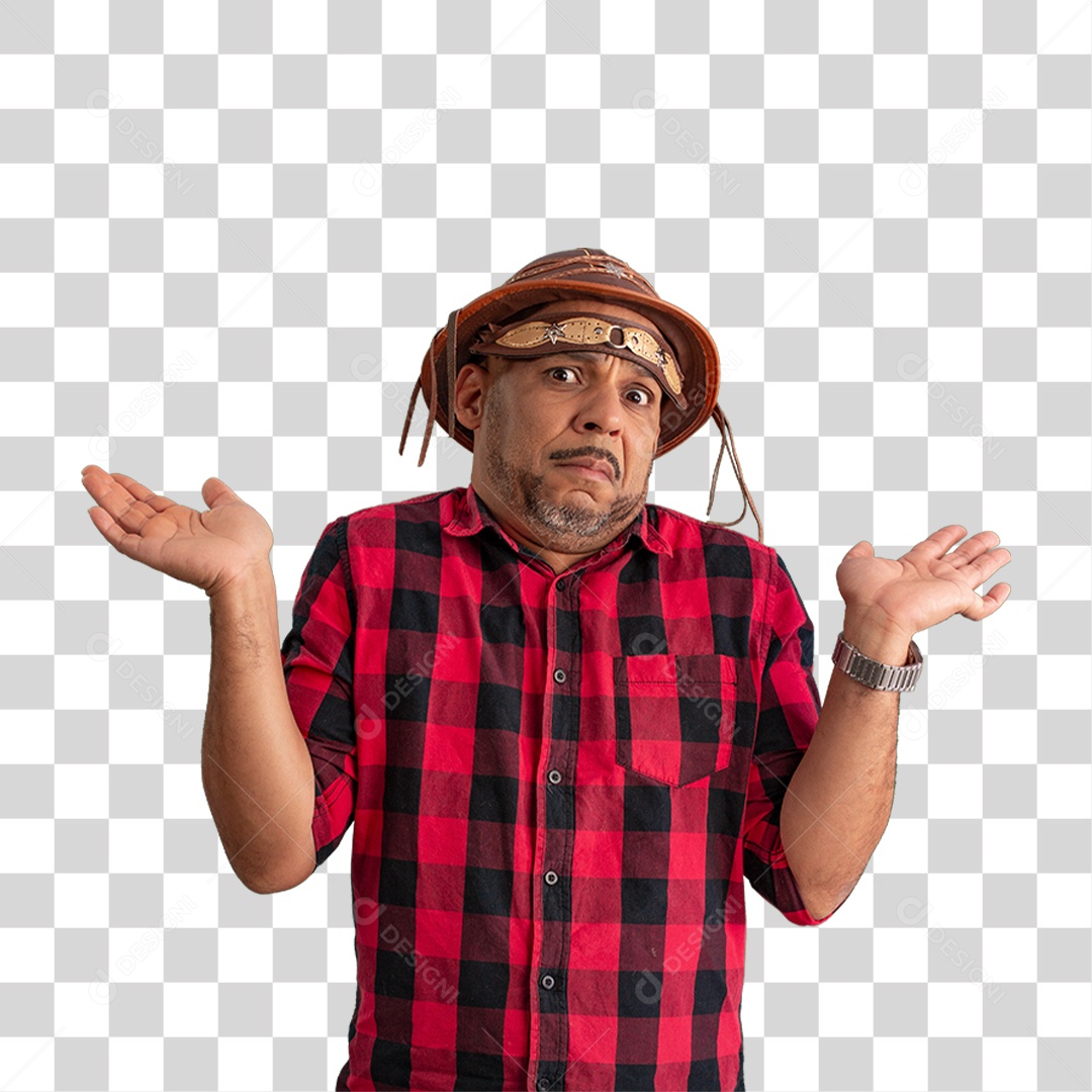 Homem com Camisa Quadriculada São João PNG Transparente