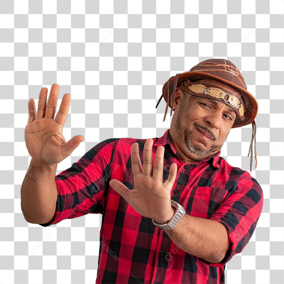 Homem com Camisa Quadriculada São João PNG Transparente