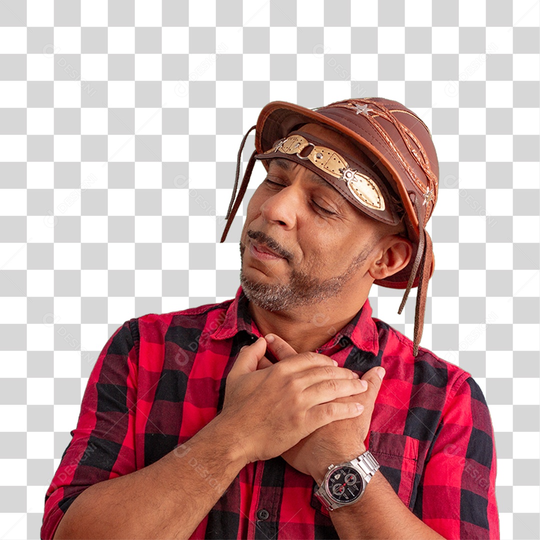 Homem com Camisa Quadriculada São João PNG Transparente