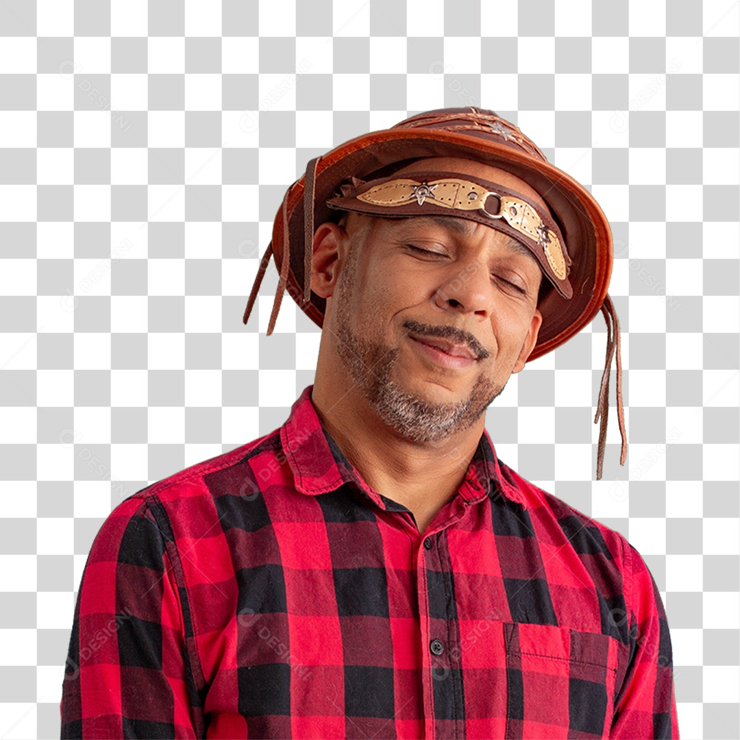 Homem com Camisa Quadriculada São João PNG Transparente