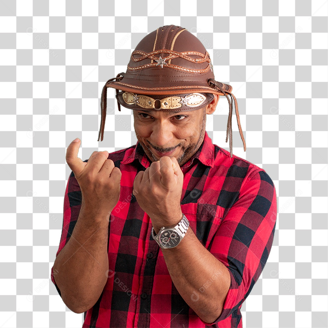 Homem com Camisa Quadriculada São João PNG Transparente