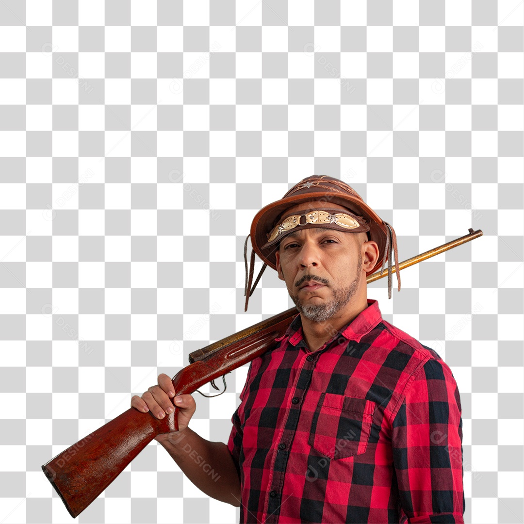 Homem com Camisa Quadriculada São João PNG Transparente