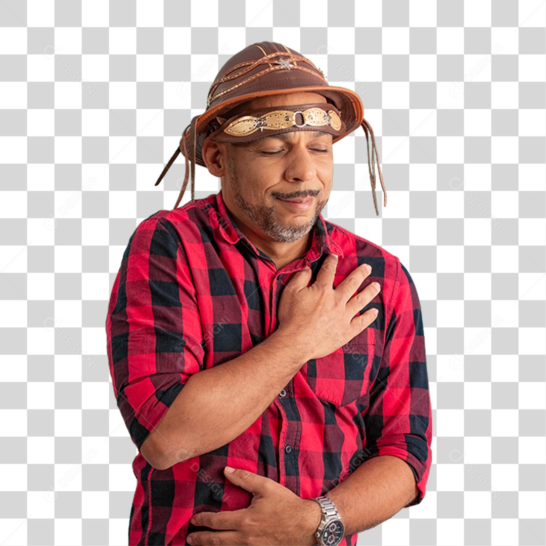 Homem com Camisa Quadriculada São João PNG Transparente