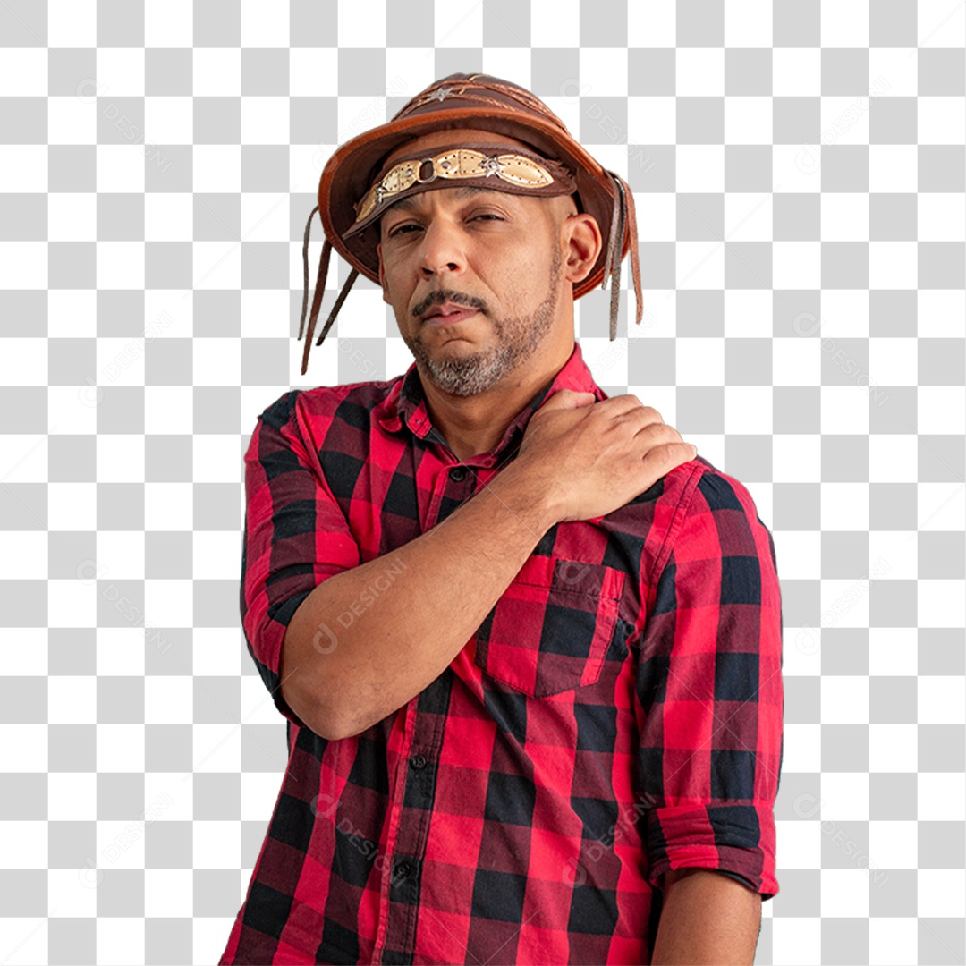 Homem com Camisa Quadriculada São João PNG Transparente