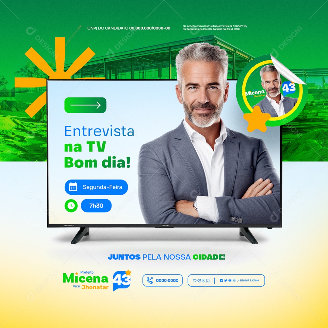 Política Entrevista na Tv Bom Dia Social Media PSD Editável