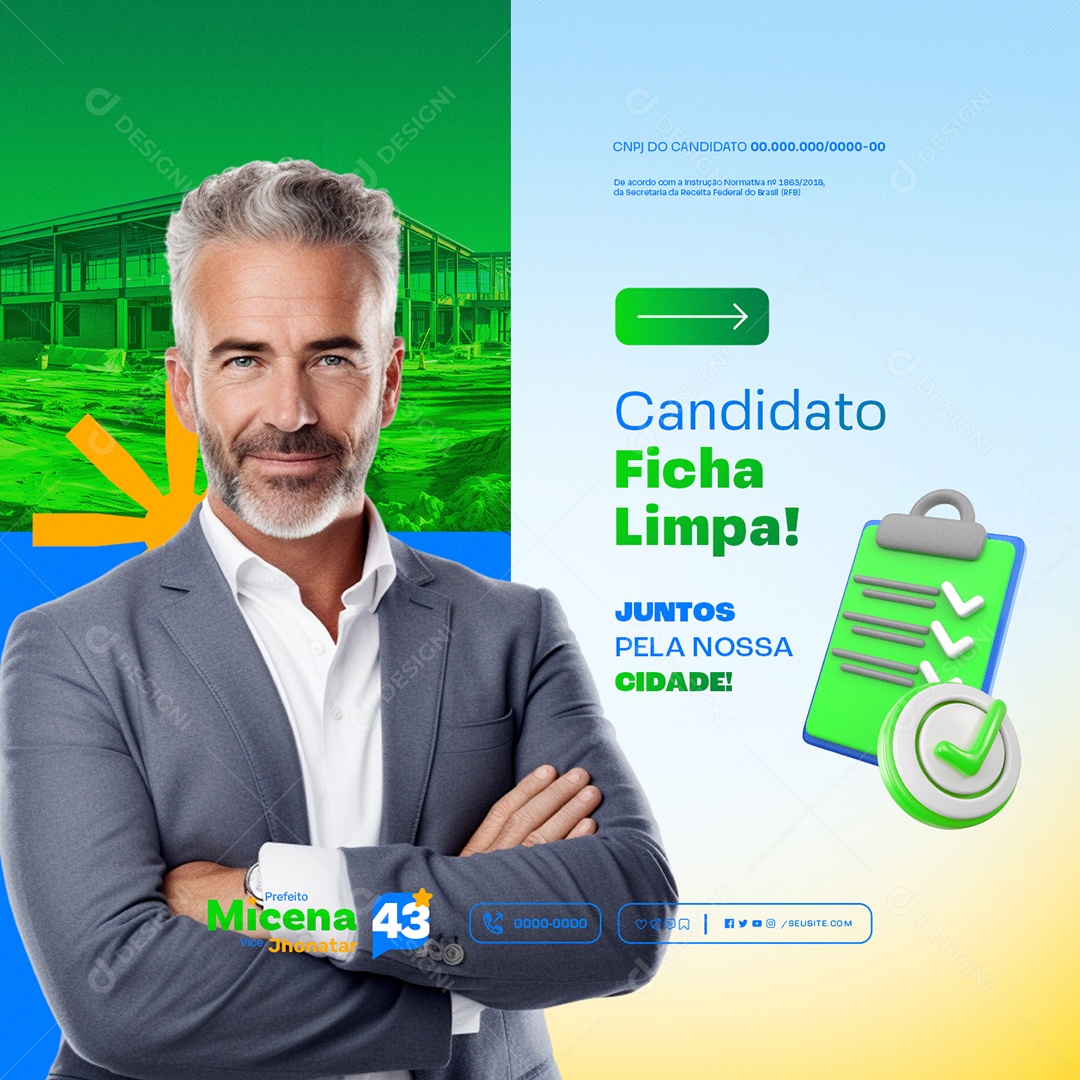 Política Canditado Ficha Limpa Social Media Ediitável