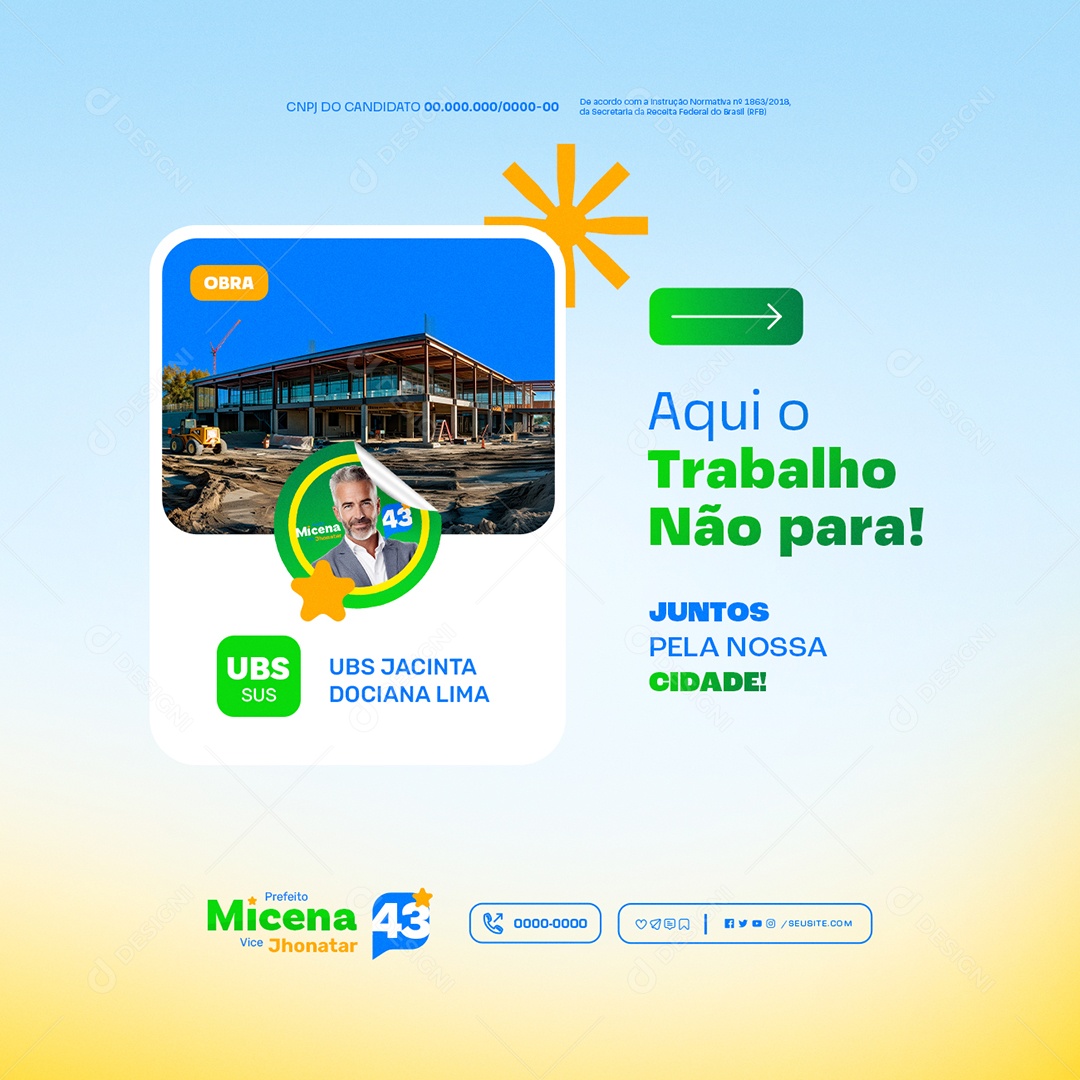 Política  Aqui o Trabalho não para Social Media PSD Editável