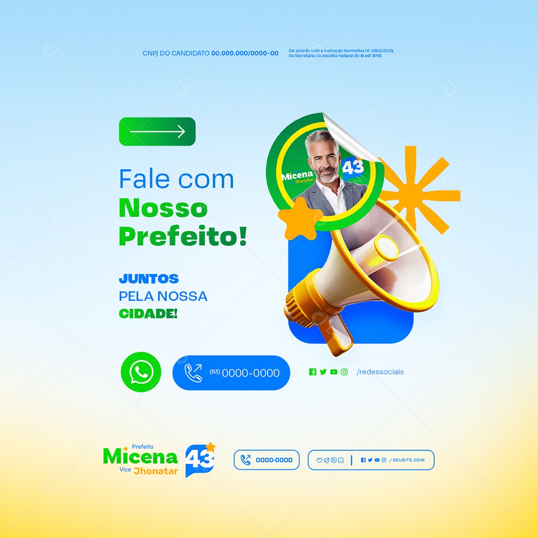 Política Fale com nosso Prefeito Social Media PSD Editável