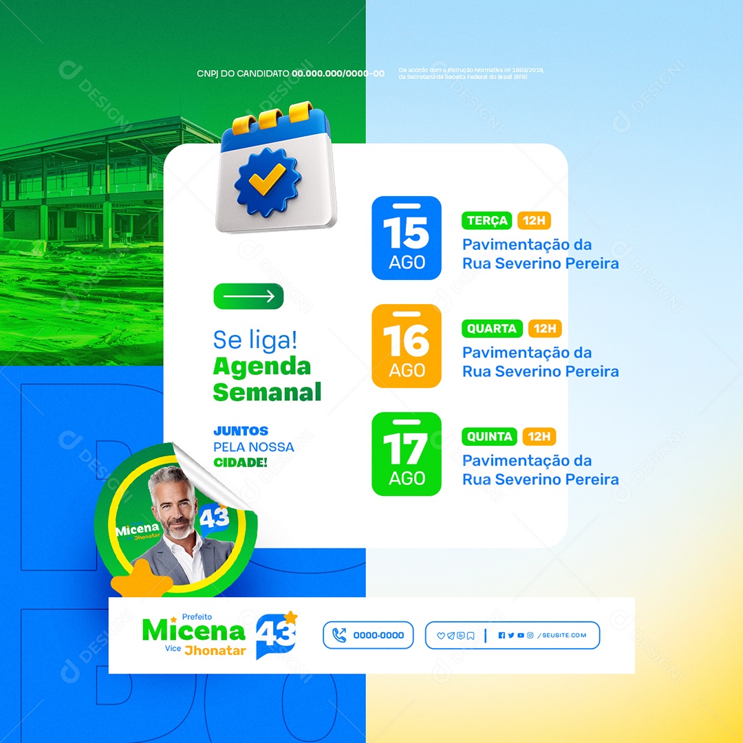 Política Se Liga Agenda Semanal Social Media PSD Editável
